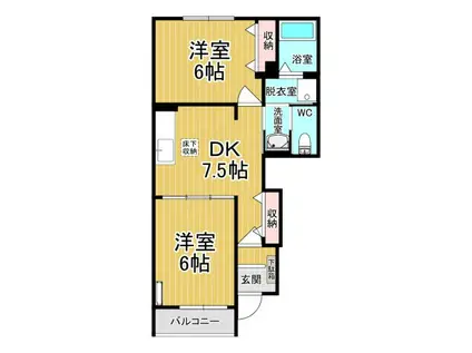 アニメート・ヴィラD(2DK/1階)の間取り写真