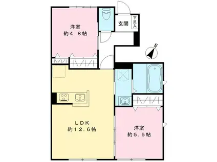 ローズガーデン(2LDK/1階)の間取り写真