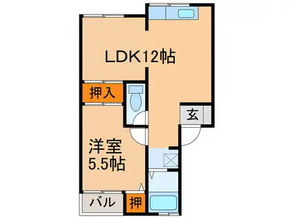 第22愛日ハイツ(1LDK/2階)の間取り写真