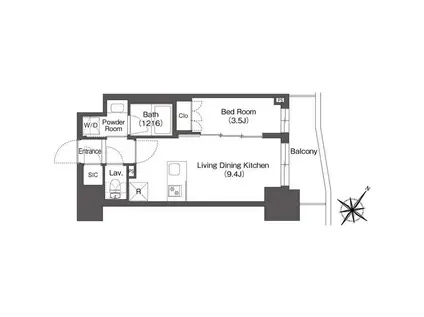 ミュプレ巣鴨駅前(1LDK/7階)の間取り写真