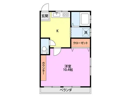 コーポリラ(1K/2階)の間取り写真