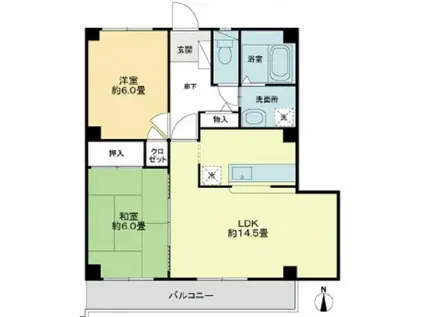 フォブールキュア井上(2LDK/2階)の間取り写真