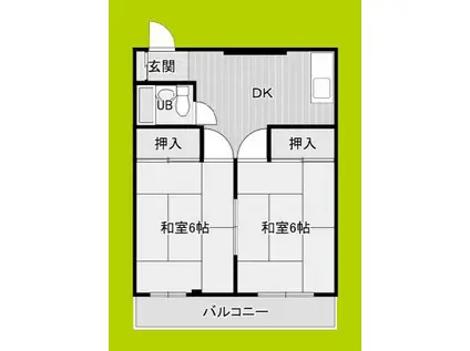 トチタテビル(2DK/5階)の間取り写真
