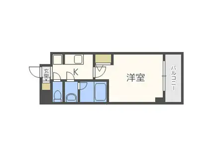 ルクレ新町レジデンス(1K/9階)の間取り写真