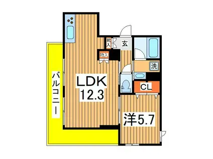 レフィアント・エヌ(1LDK/3階)の間取り写真