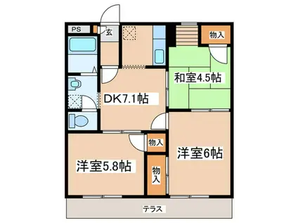 ドミール湘南(3DK/1階)の間取り写真