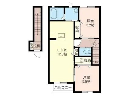 メゾン・ラカージュ V棟(2LDK/2階)の間取り写真