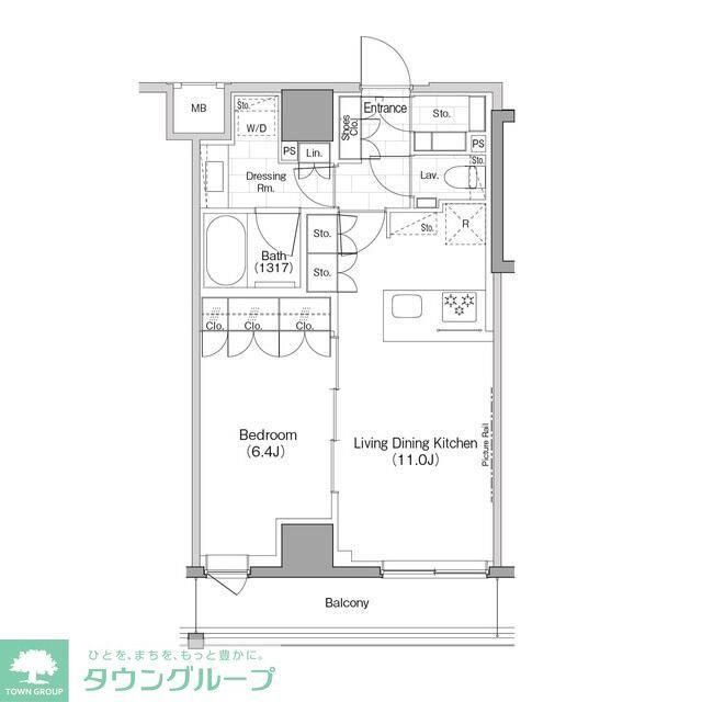 ザ・パークハビオ早稲田(1LDK/4階)の間取り写真