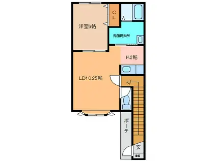 フェリーチェ(1LDK/2階)の間取り写真