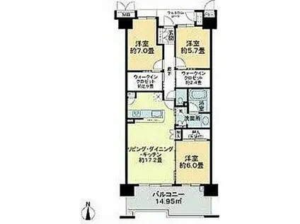 ルネ・エアズヒルⅣ番館(3LDK/6階)の間取り写真