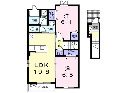 グローリーヒルズD(2LDK/2階)の間取り写真