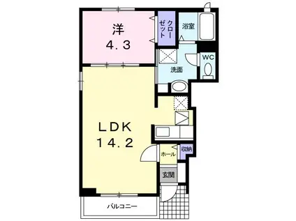 エバートン(1LDK/1階)の間取り写真
