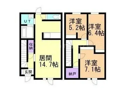 フォータウン B棟(3LDK/1階)の間取り写真