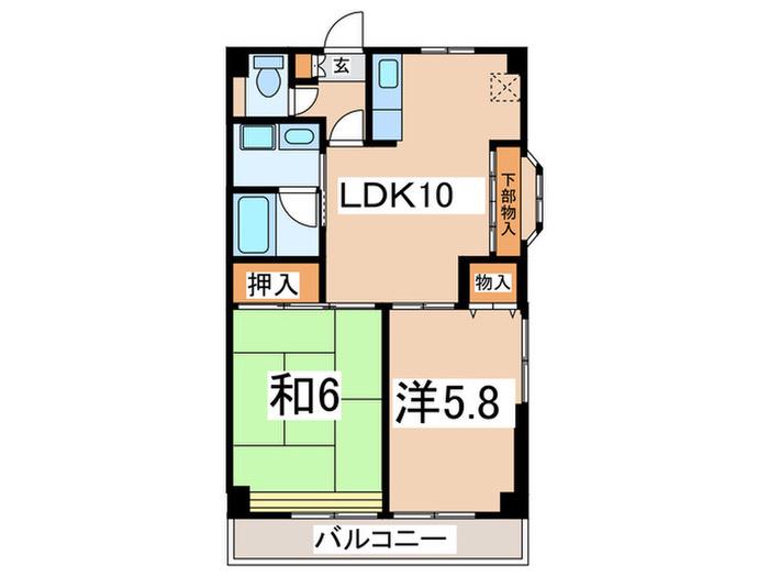 エム・K・ハイム(2LDK/2階)の間取り写真
