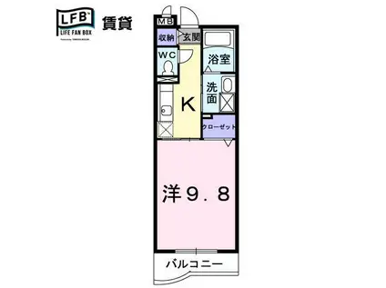 アッソレート・ポストII(1K/3階)の間取り写真