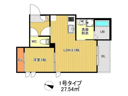 G-SMART 別府 TERRACE(1LDK/1階)の間取り写真