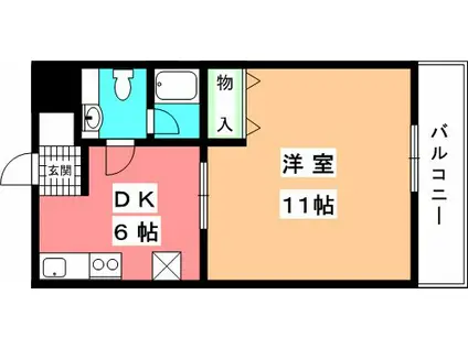 シャルマン道後(1K/4階)の間取り写真