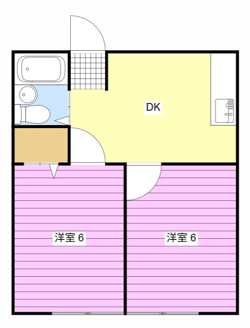 彩輝8A(2DK/2階)の間取り写真