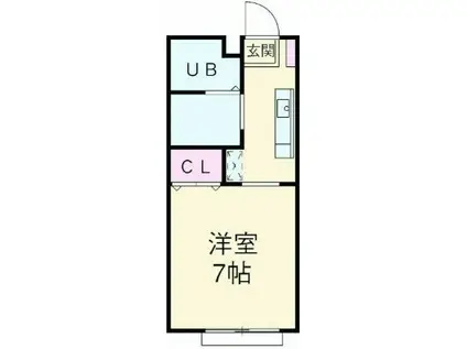 エクレール東源台 B棟(1K/2階)の間取り写真