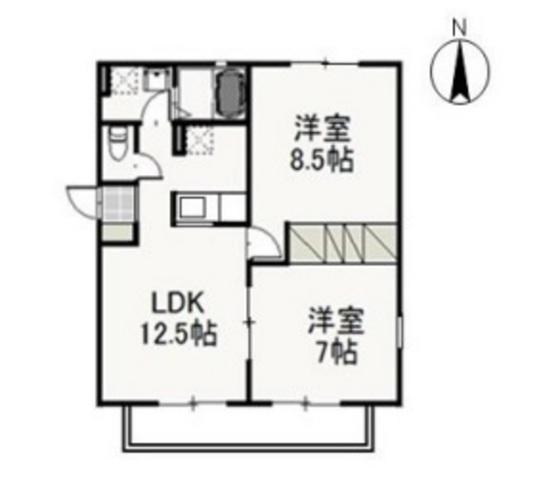 プチ・フルールA(2LDK/2階)の間取り写真