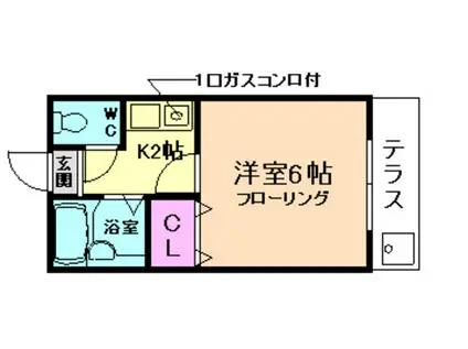 トヨノ第5マンション(1K/2階)の間取り写真