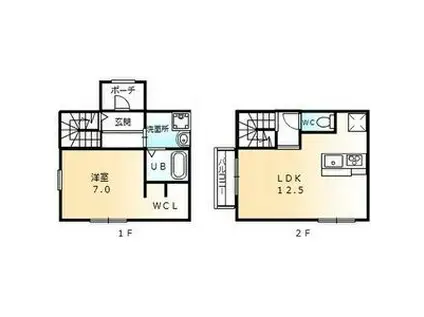 アンティーブ B棟(1LDK/1階)の間取り写真
