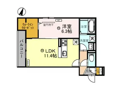 CLASHIST常磐町(1LDK/1階)の間取り写真