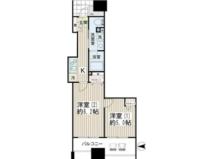 エクセル川崎ウエスト(2K/13階)の間取り写真