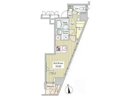 エスケーワン市ヶ谷(1K/9階)の間取り写真