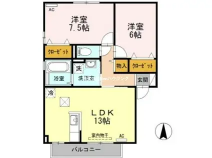 シャトーショコラ(2LDK/1階)の間取り写真
