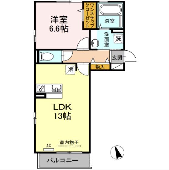 フロレゾン B棟(1LDK/1階)の間取り写真