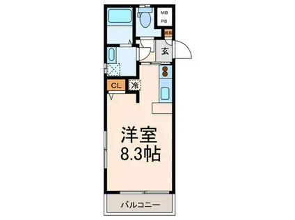 ドエル下馬(ワンルーム/3階)の間取り写真