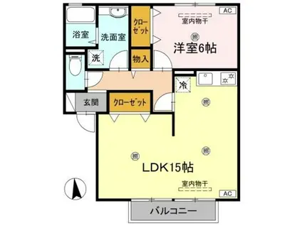 フジハウスII(1LDK/2階)の間取り写真