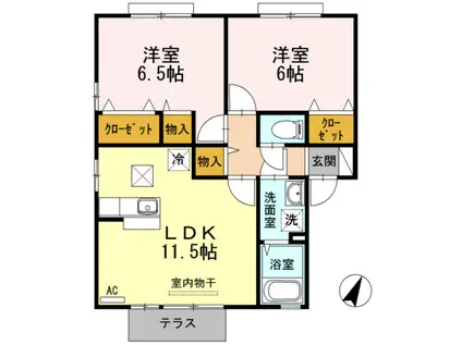 セジュール弐番館(2LDK/1階)の間取り写真