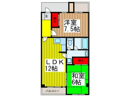 ヴィラ本町東(2LDK/4階)の間取り写真