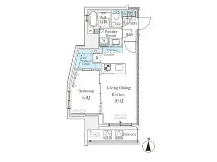 パークキューブ大井町レジデンス(1LDK/3階)の間取り写真