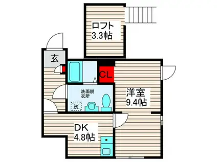 ノーザンロード扇大橋(1DK/3階)の間取り写真