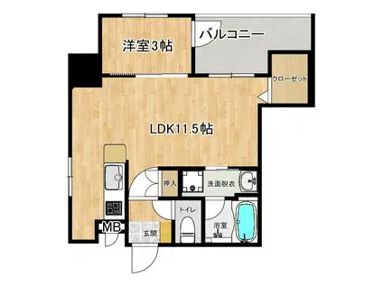 カーサアンバー(1LDK/7階)の間取り写真