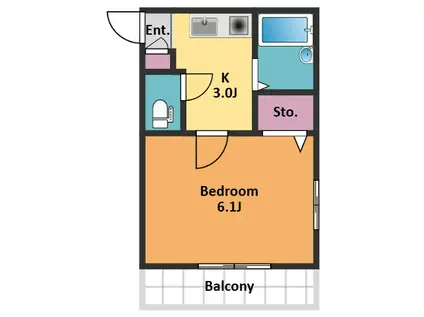 ウィンド・パル(1K/3階)の間取り写真