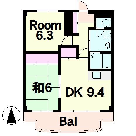 サウスビレッジ(2DK/1階)の間取り写真