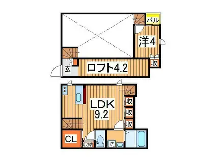CB柏カジン(1LDK/2階)の間取り写真