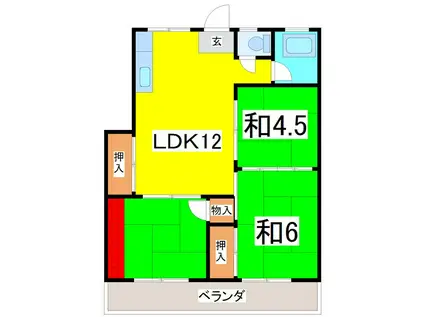 徳永ビル(3LDK/3階)の間取り写真