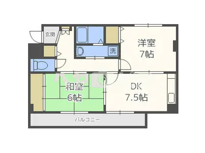 ハイツクレール(2DK/3階)の間取り写真