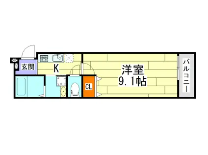 フジパレス太子橋III番館(1K/1階)の間取り写真