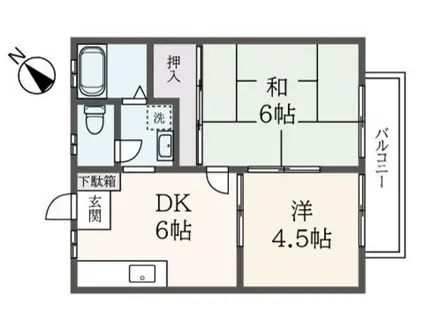 ハローハイツ(2DK/1階)の間取り写真