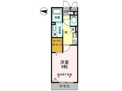 アコード・パル(1K/1階)の間取り写真