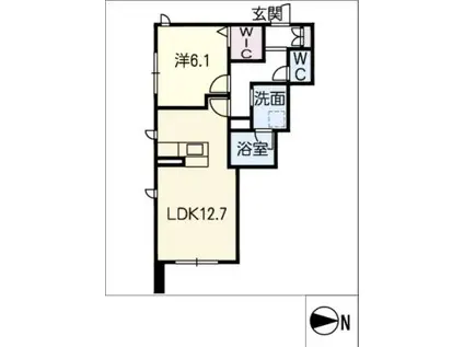 グロッシィアベリア城番(1LDK/1階)の間取り写真