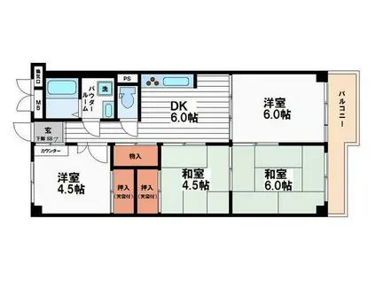 蒲生コーポ(4DK/7階)の間取り写真