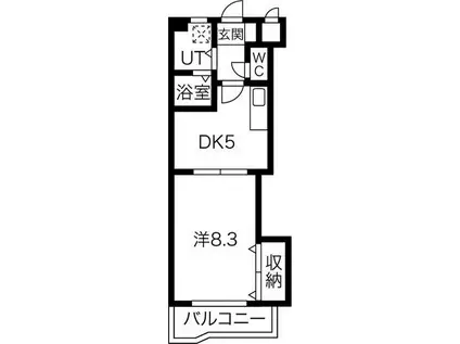 レジデンス黒龍(1DK/2階)の間取り写真