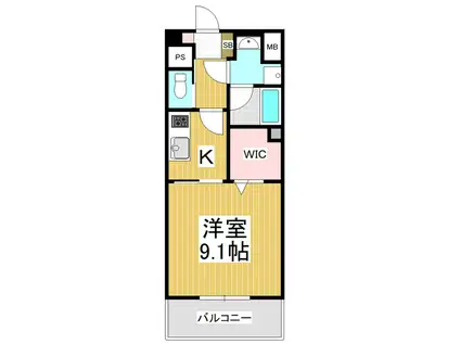 コンフォーティア広丘野村(1K/6階)の間取り写真